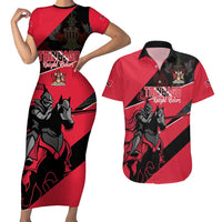Custom Trinidad and Tobago Cricket Couples Matching Short Sleeve Bodycon Dress and Hawaiian Shirt Come On Trinbago Knight Riders