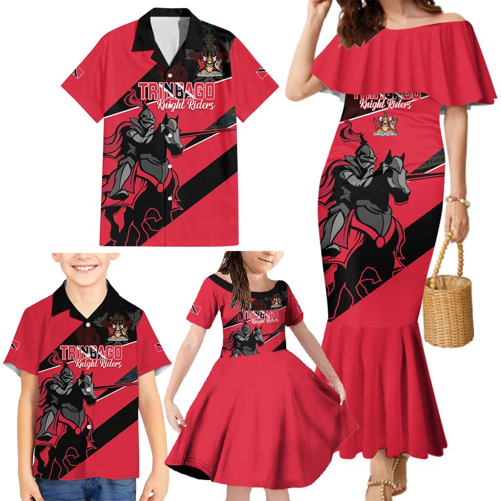 Custom Trinidad and Tobago Cricket Family Matching Mermaid Dress and Hawaiian Shirt Come On Trinbago Knight Riders