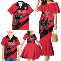Custom Trinidad and Tobago Cricket Family Matching Mermaid Dress and Hawaiian Shirt Come On Trinbago Knight Riders