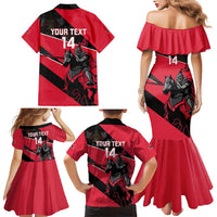 Custom Trinidad and Tobago Cricket Family Matching Mermaid Dress and Hawaiian Shirt Come On Trinbago Knight Riders