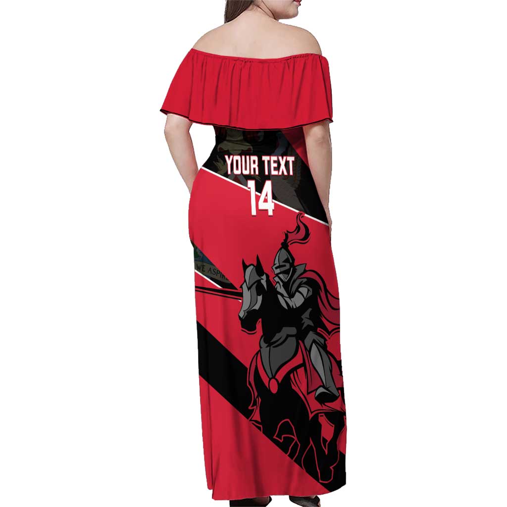 Custom Trinidad and Tobago Cricket Family Matching Off Shoulder Maxi Dress and Hawaiian Shirt Come On Trinbago Knight Riders