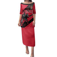 Custom Trinidad and Tobago Cricket Family Matching Puletasi and Hawaiian Shirt Come On Trinbago Knight Riders