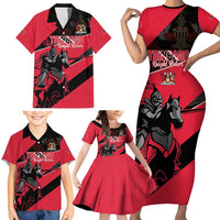 Custom Trinidad and Tobago Cricket Family Matching Short Sleeve Bodycon Dress and Hawaiian Shirt Come On Trinbago Knight Riders