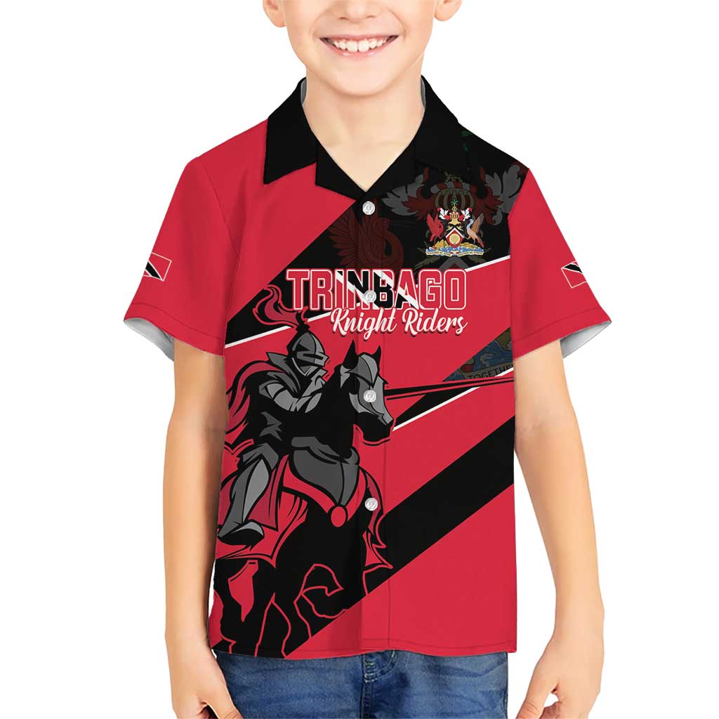 Custom Trinidad and Tobago Cricket Family Matching Short Sleeve Bodycon Dress and Hawaiian Shirt Come On Trinbago Knight Riders