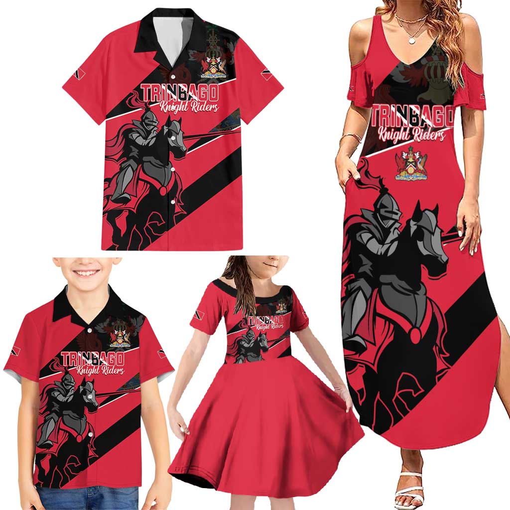Custom Trinidad and Tobago Cricket Family Matching Summer Maxi Dress and Hawaiian Shirt Come On Trinbago Knight Riders