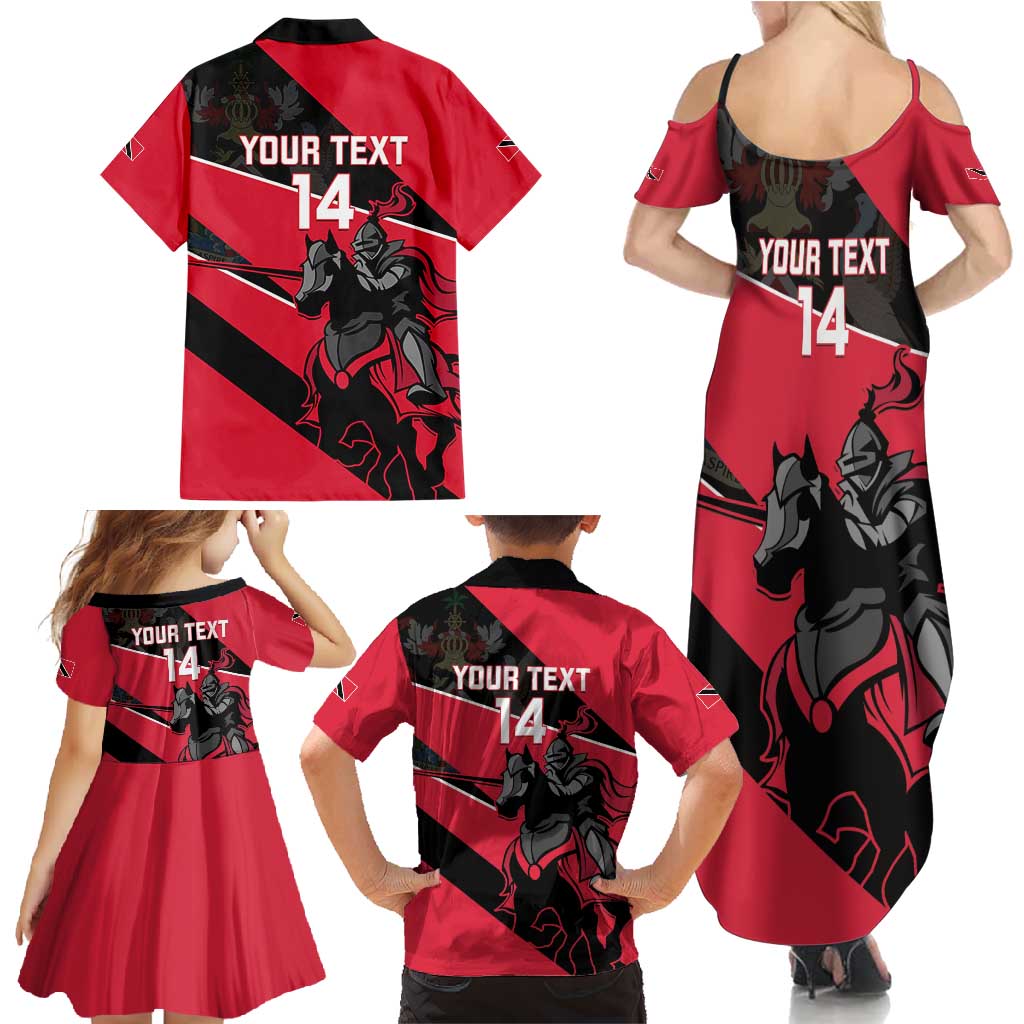 Custom Trinidad and Tobago Cricket Family Matching Summer Maxi Dress and Hawaiian Shirt Come On Trinbago Knight Riders