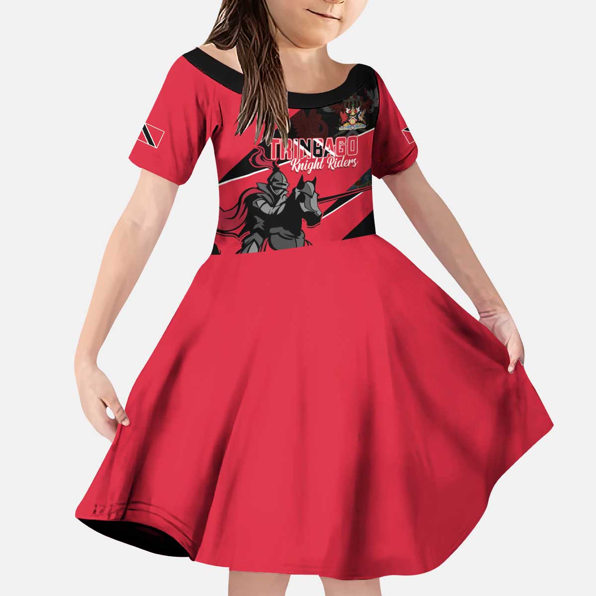 Custom Trinidad and Tobago Cricket Kid Short Sleeve Dress Come On Trinbago Knight Riders