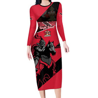 Custom Trinidad and Tobago Cricket Long Sleeve Bodycon Dress Come On Trinbago Knight Riders