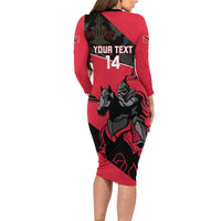 Custom Trinidad and Tobago Cricket Long Sleeve Bodycon Dress Come On Trinbago Knight Riders