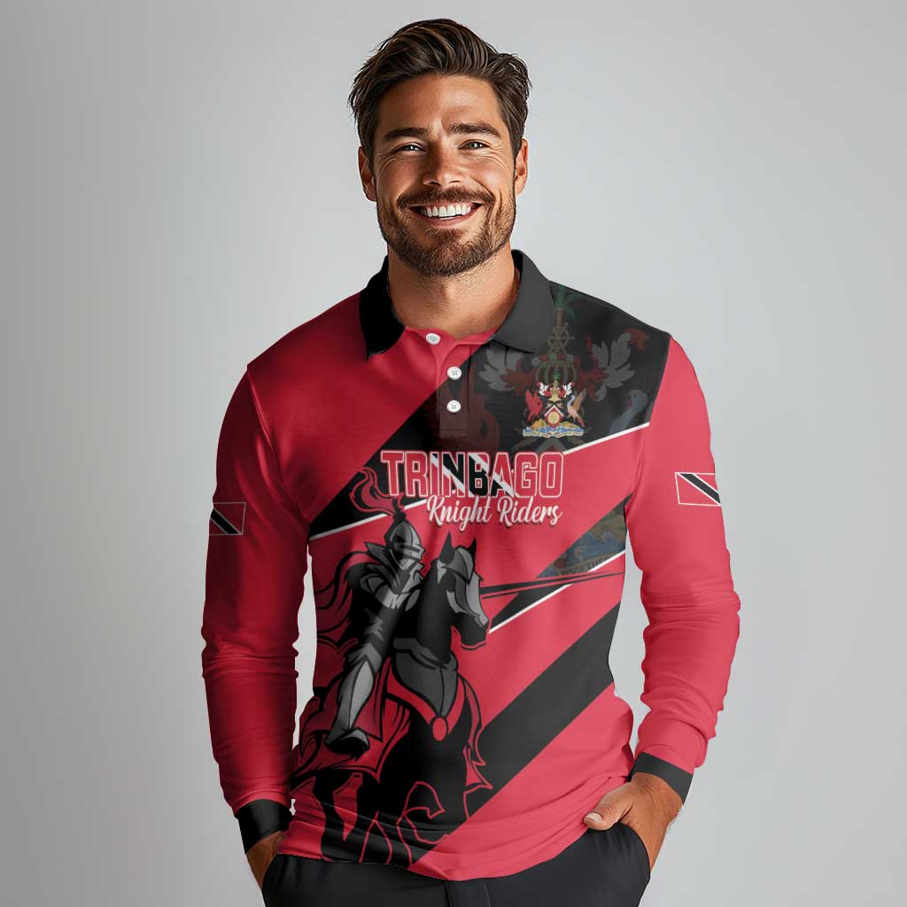 Custom Trinidad and Tobago Cricket Long Sleeve Polo Shirt Come On Trinbago Knight Riders