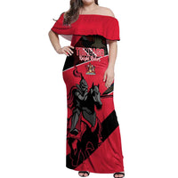 Custom Trinidad and Tobago Cricket Off Shoulder Maxi Dress Come On Trinbago Knight Riders