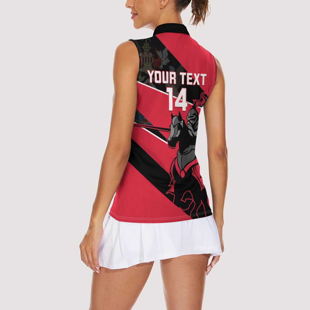Custom Trinidad and Tobago Cricket Women Sleeveless Polo Shirt Come On Trinbago Knight Riders