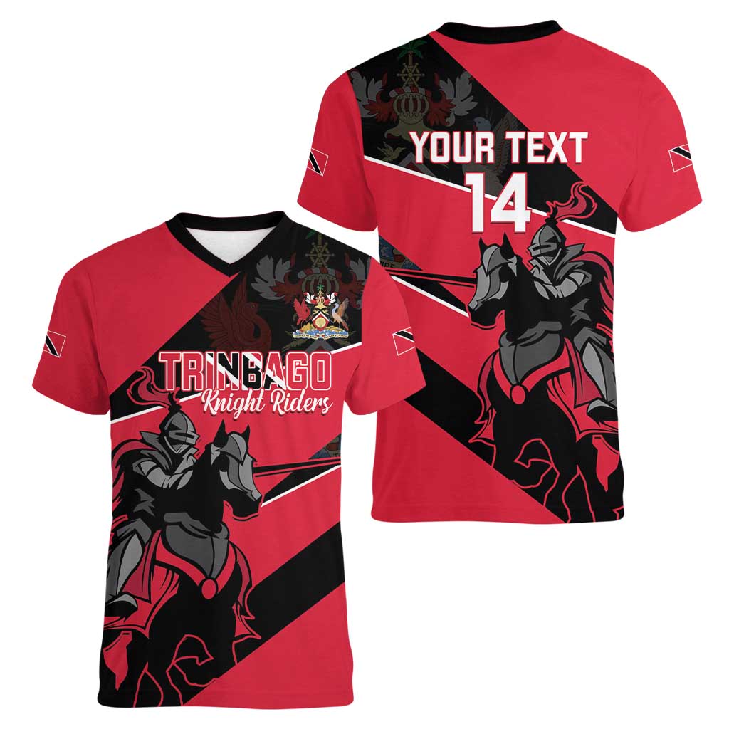 Custom Trinidad and Tobago Cricket Women V-Neck T-Shirt Come On Trinbago Knight Riders