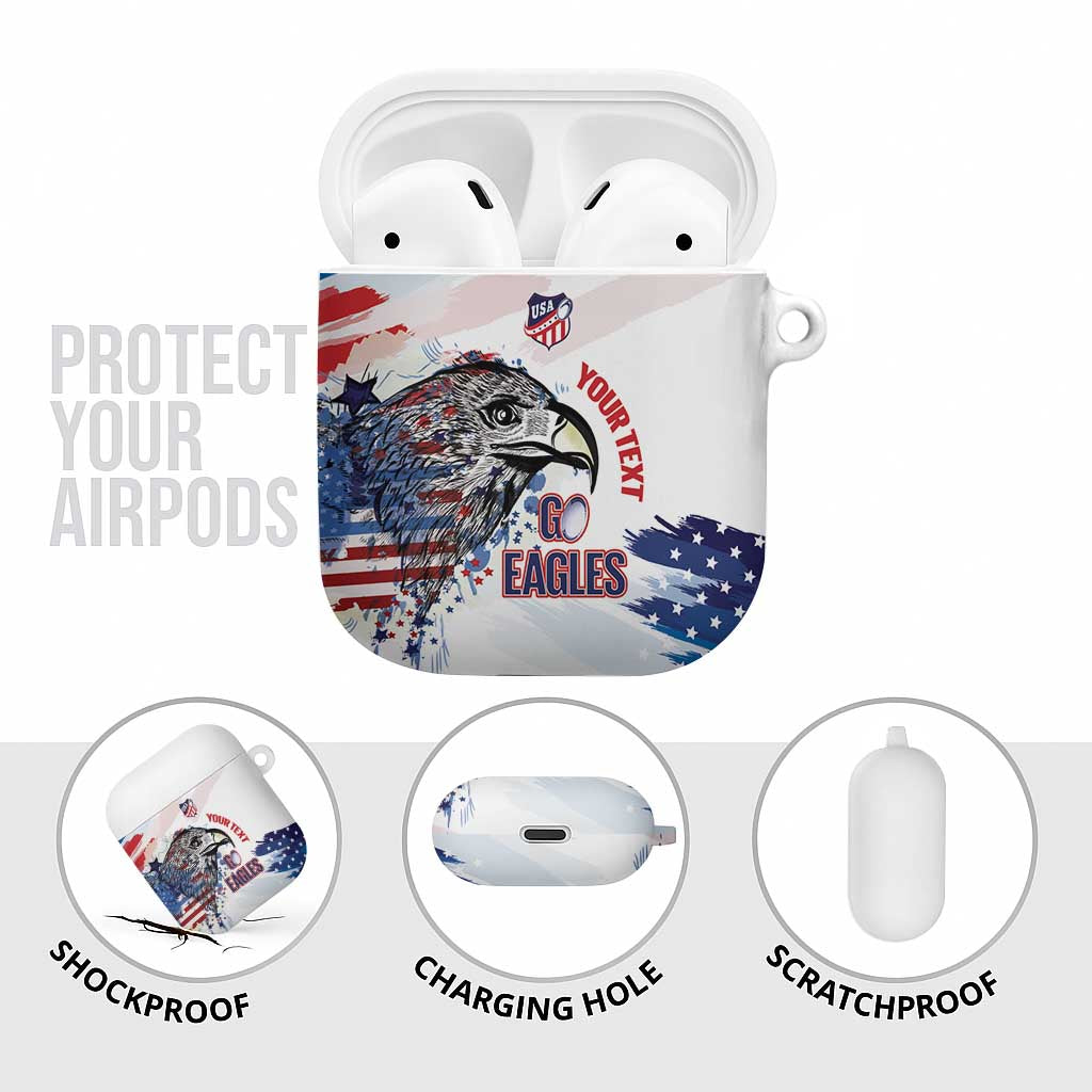 USA 2026 Rugby Custom AirPods Case Go Eagle Brushes Style