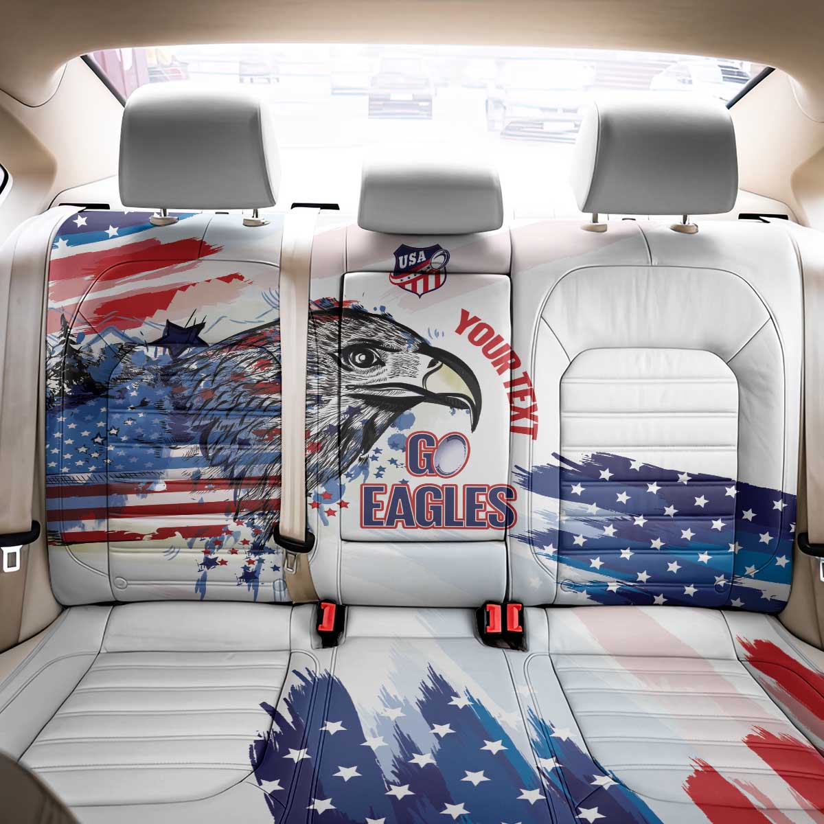 USA 2026 Rugby Custom Back Car Seat Cover Go Eagle Brushes Style