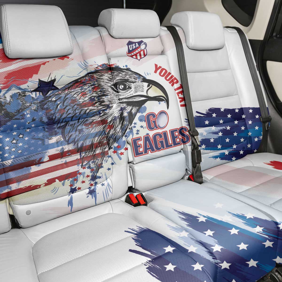 USA 2026 Rugby Custom Back Car Seat Cover Go Eagle Brushes Style