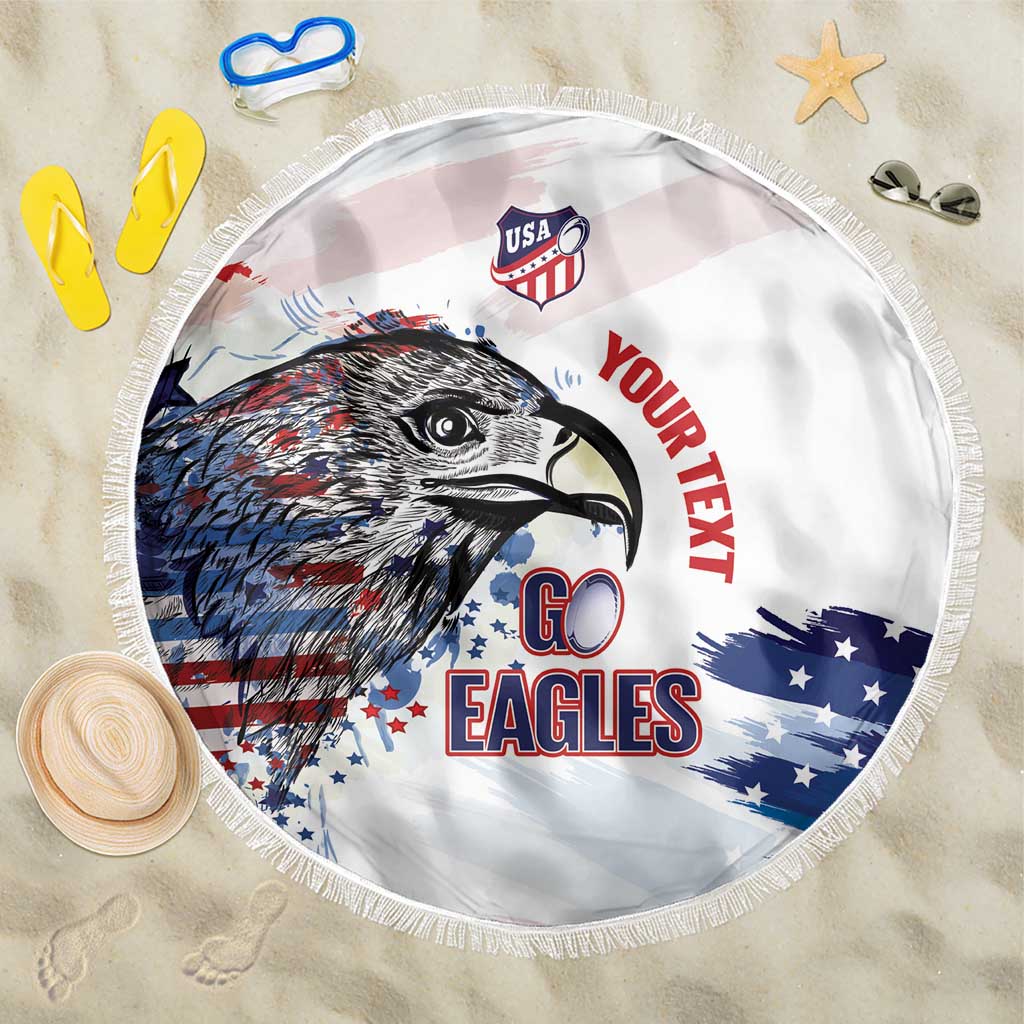 USA 2026 Rugby Custom Beach Blanket Go Eagle Brushes Style