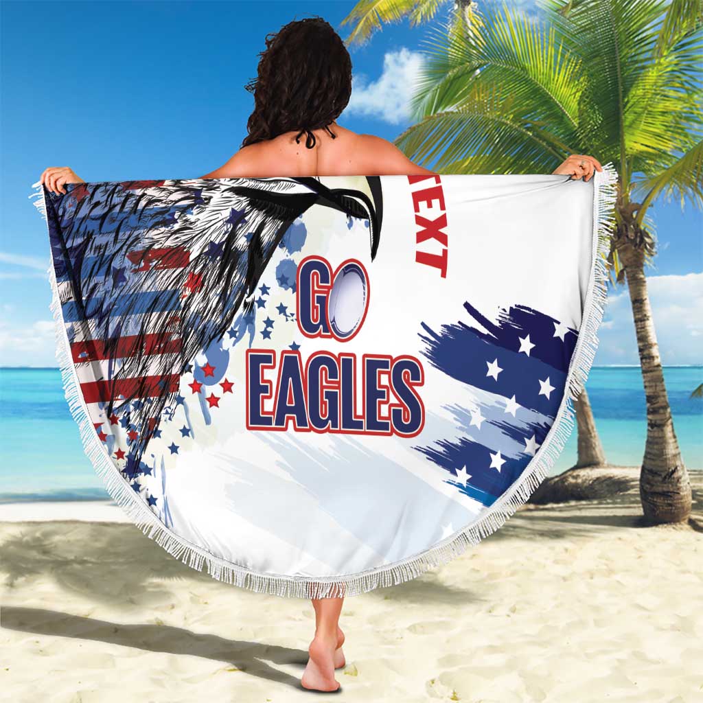 USA 2026 Rugby Custom Beach Blanket Go Eagle Brushes Style