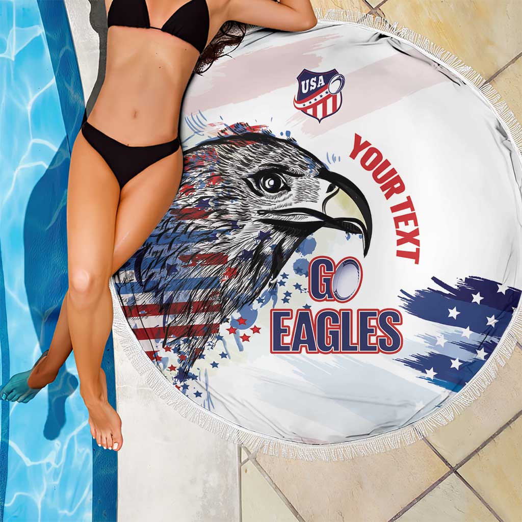 USA 2026 Rugby Custom Beach Blanket Go Eagle Brushes Style