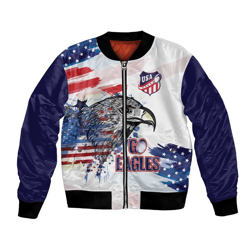 USA 2026 Rugby Custom Bomber Jacket Go Eagle Brushes Style