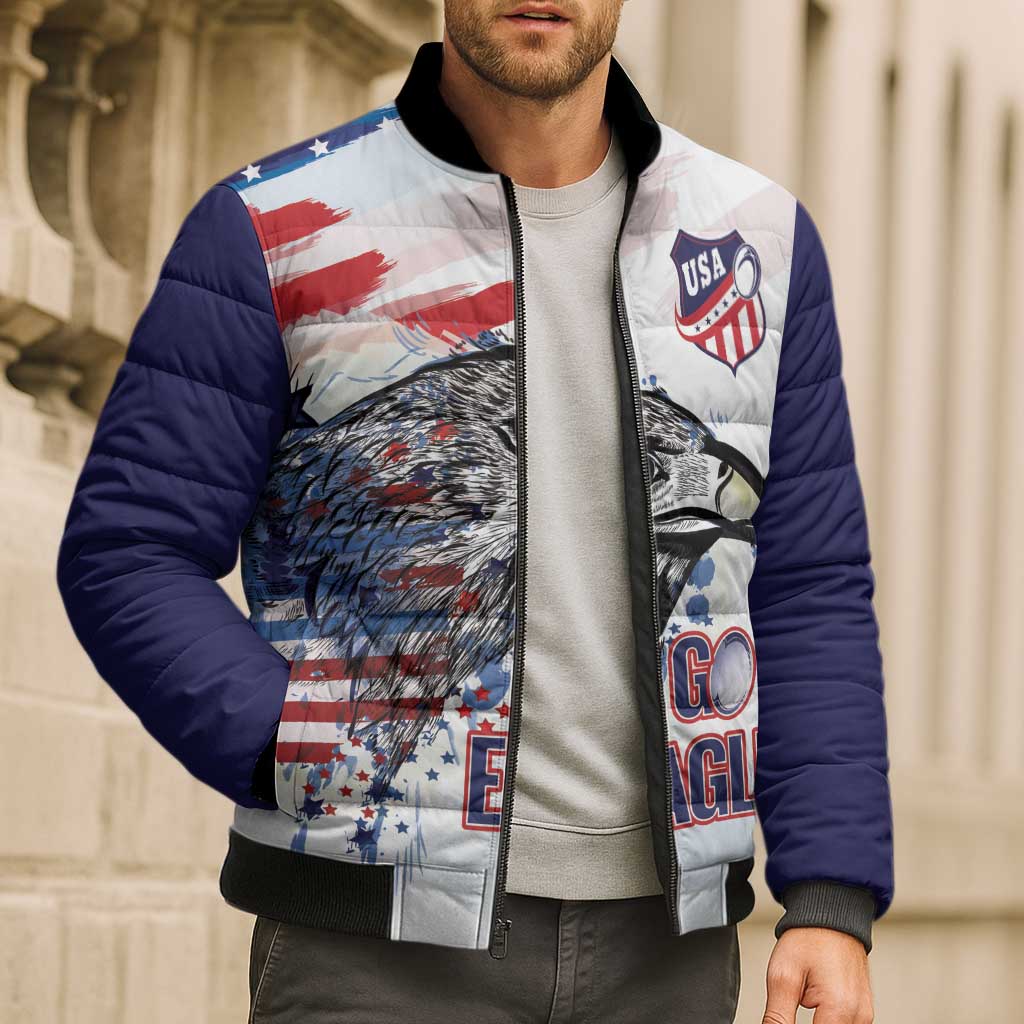 USA 2026 Rugby Custom Bomber Puffer Jacket Go Eagle Brushes Style