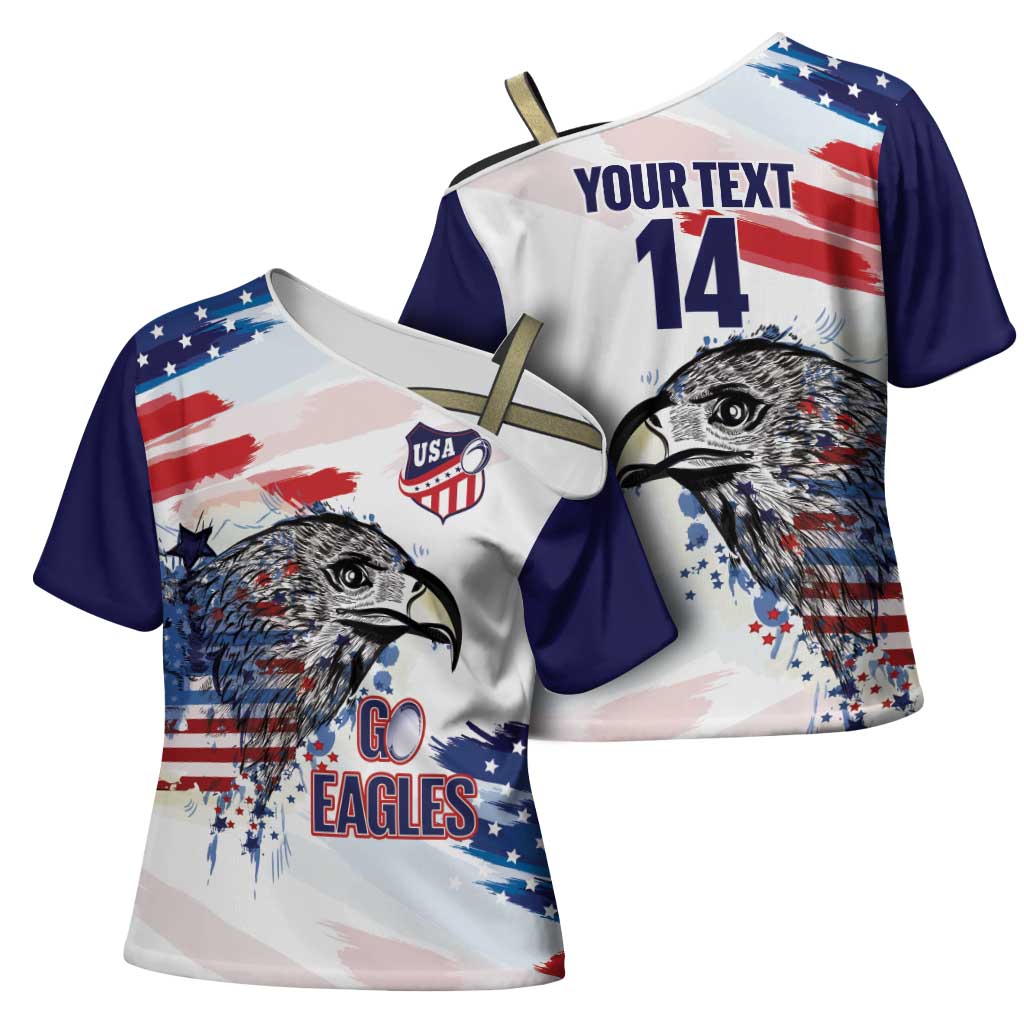 USA 2026 Rugby Custom Cross Shoulder Shirt Go Eagle Brushes Style