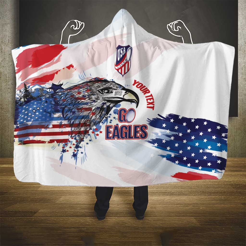 USA 2026 Rugby Custom Hooded Blanket Go Eagle Brushes Style