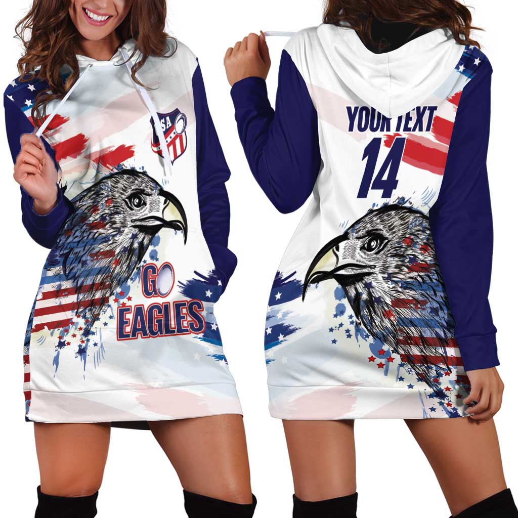 USA 2026 Rugby Custom Hoodie Dress Go Eagle Brushes Style