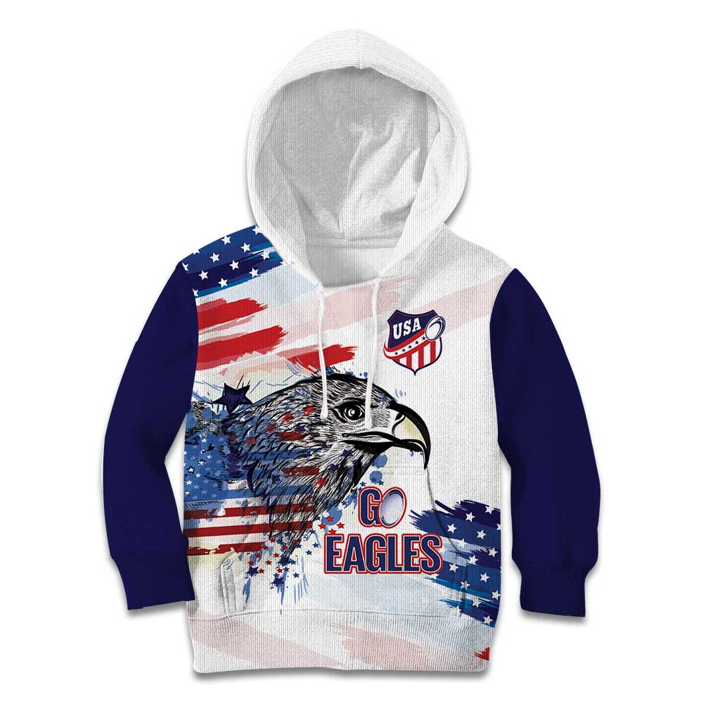 USA 2026 Rugby Custom Kid Hoodie Go Eagle Brushes Style