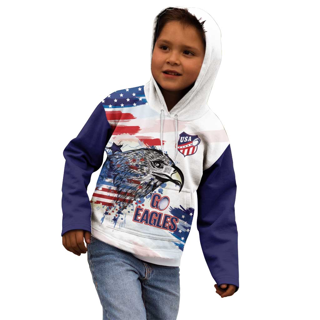 USA 2026 Rugby Custom Kid Hoodie Go Eagle Brushes Style