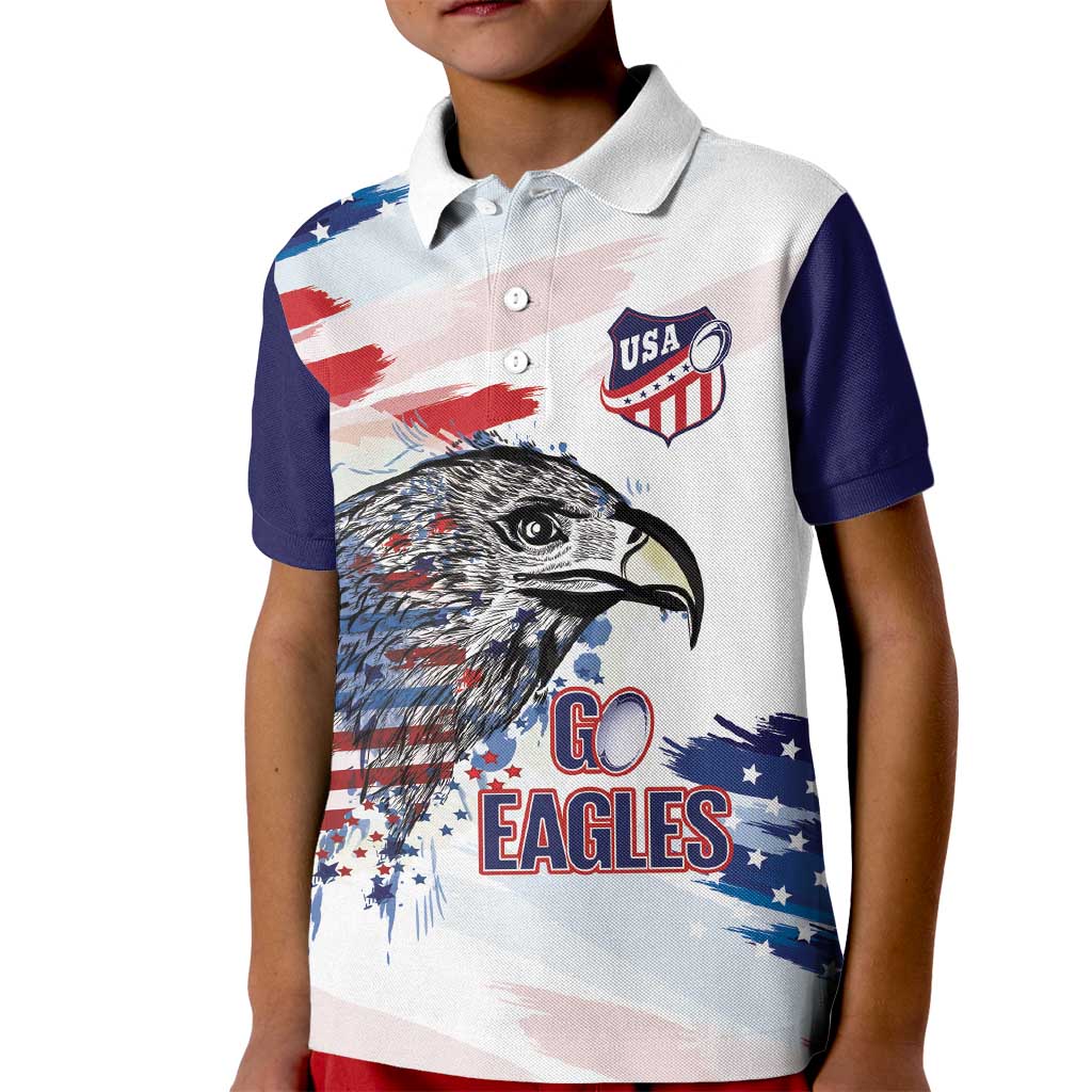USA 2026 Rugby Custom Kid Polo Shirt Go Eagle Brushes Style
