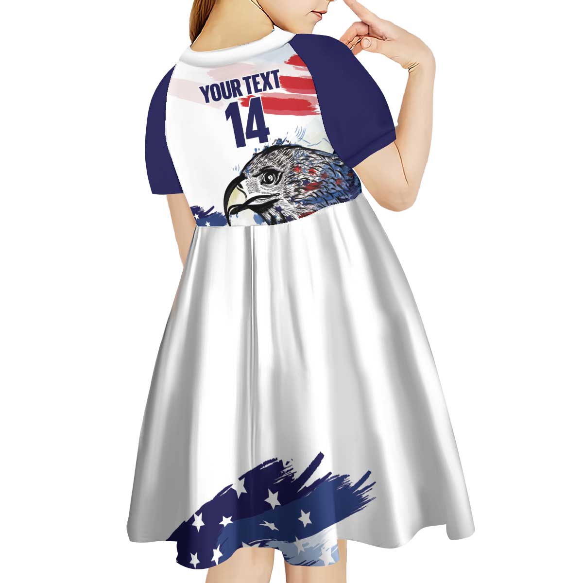 USA 2026 Rugby Custom Kid Short Sleeve Dress Go Eagle Brushes Style