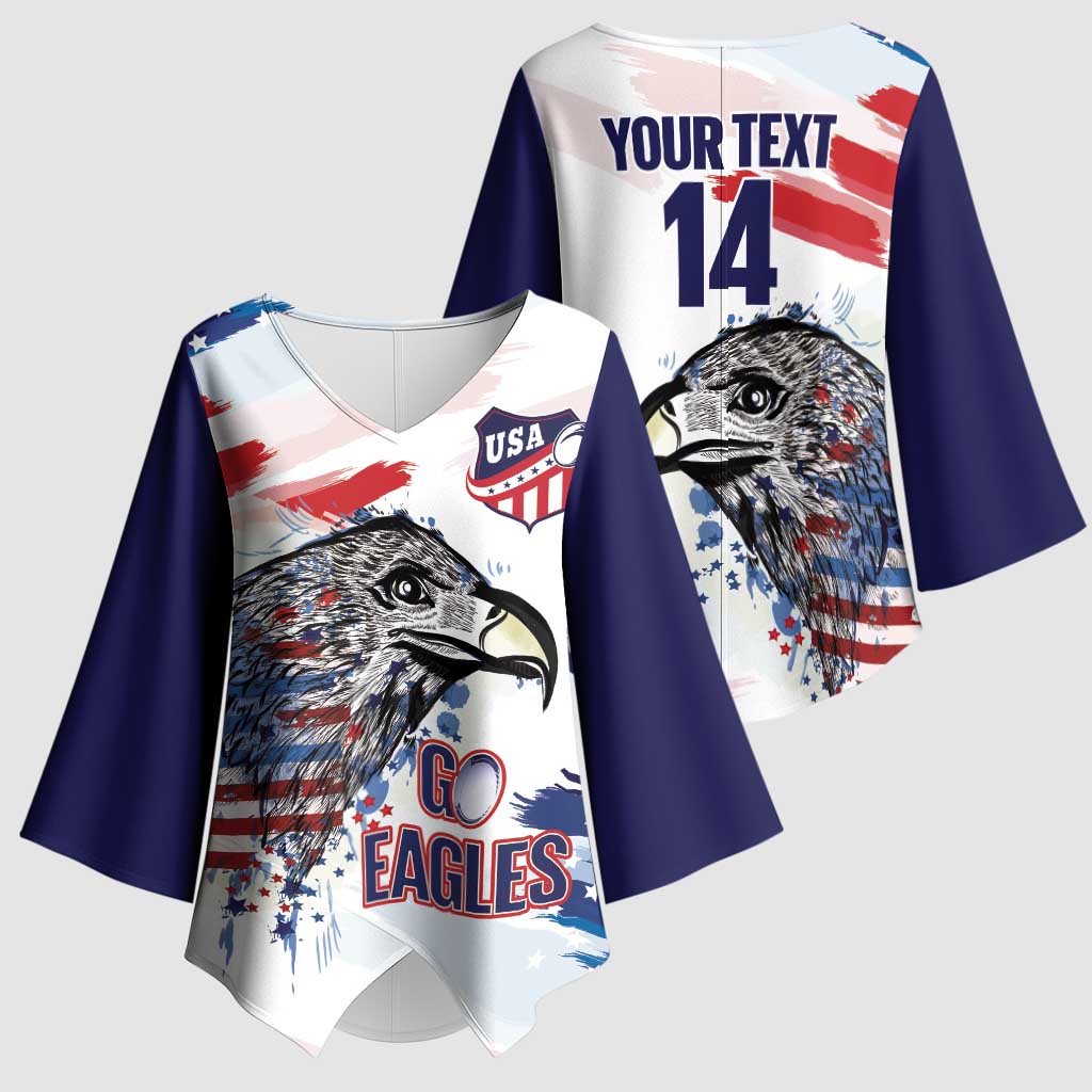 USA 2026 Rugby Custom Kimono Sleeve Blouse Go Eagle Brushes Style