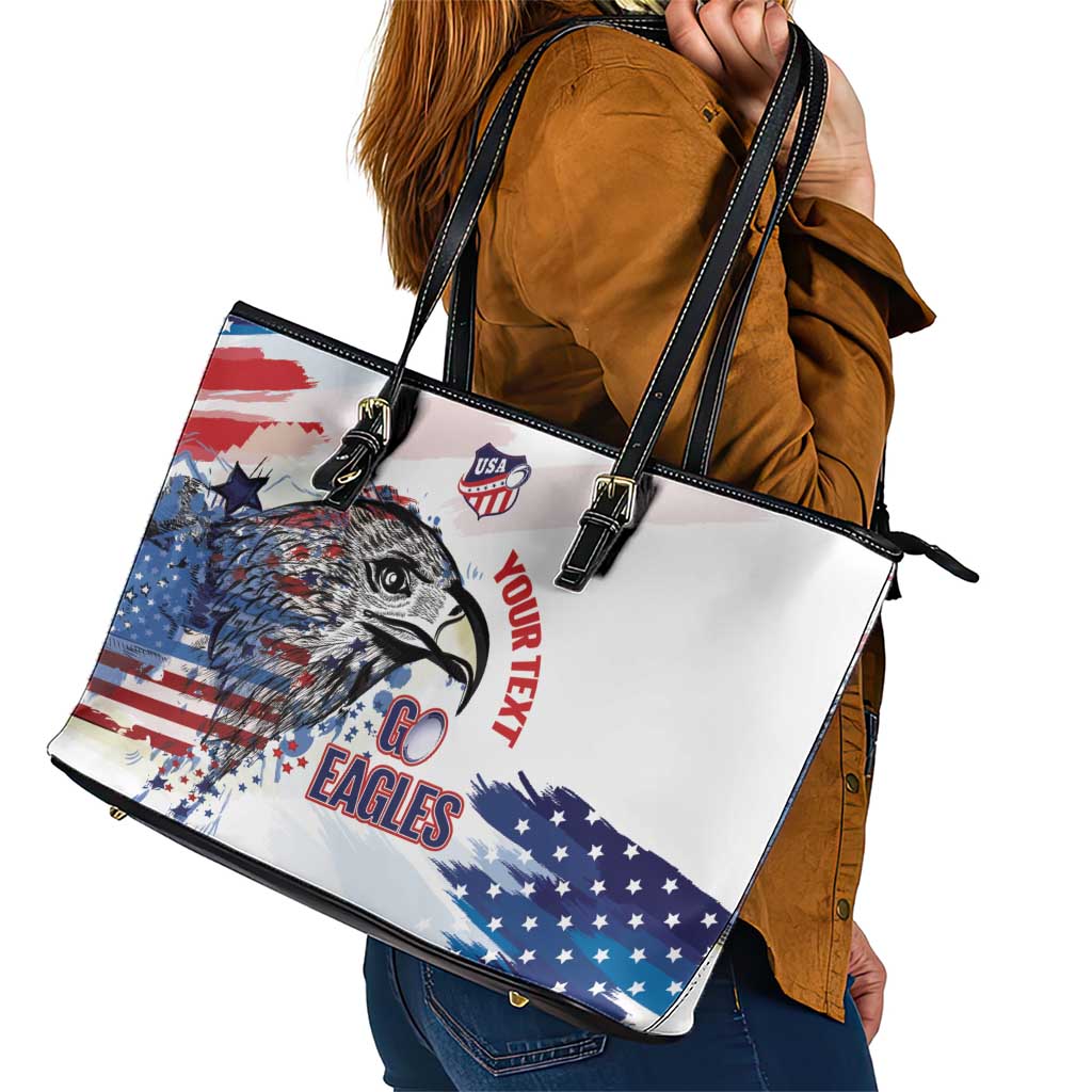 USA 2026 Rugby Custom Leather Tote Bag Go Eagle Brushes Style