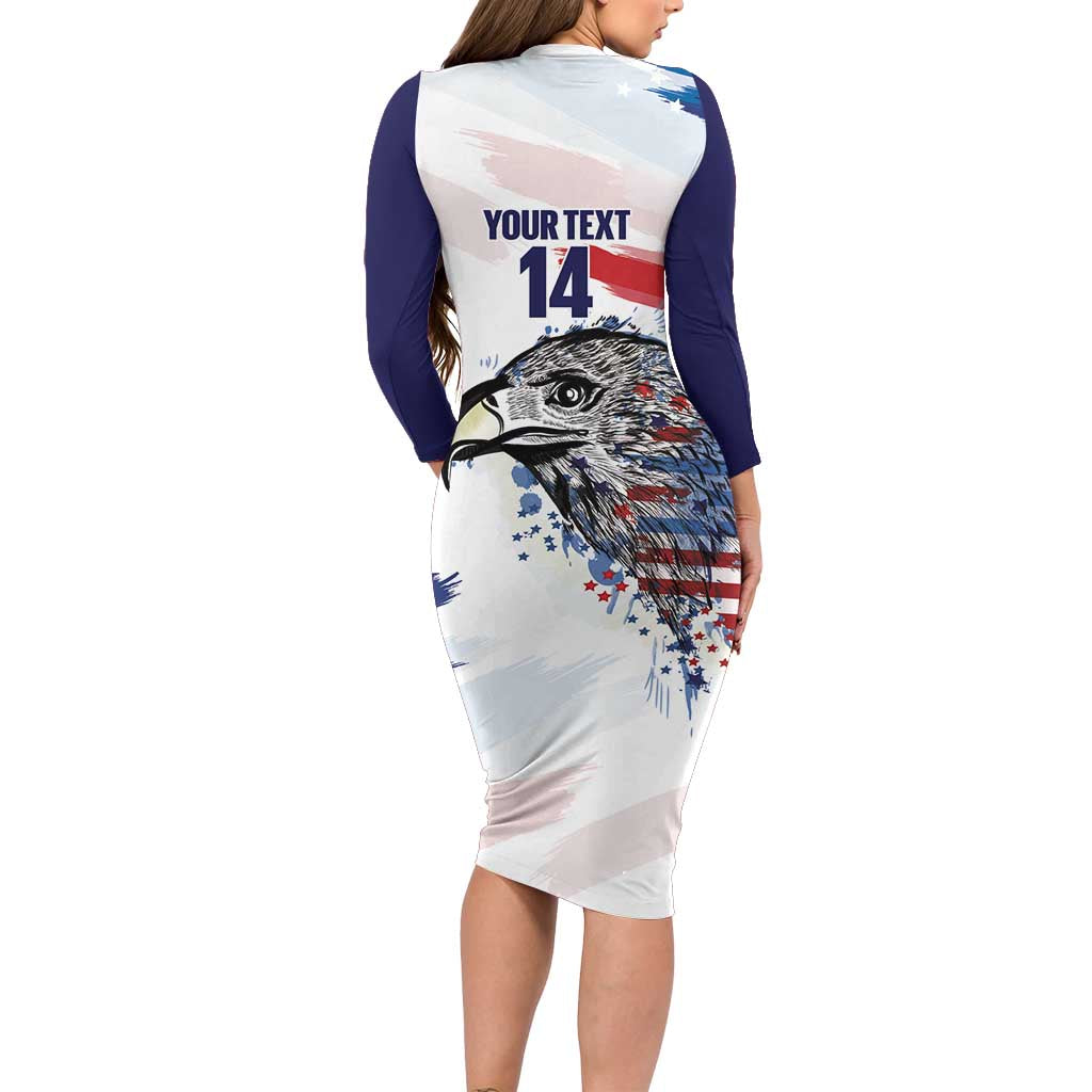 USA 2026 Rugby Custom Long Sleeve Bodycon Dress Go Eagle Brushes Style