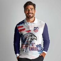 USA 2026 Rugby Custom Long Sleeve Polo Shirt Go Eagle Brushes Style