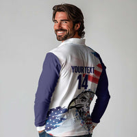 USA 2026 Rugby Custom Long Sleeve Polo Shirt Go Eagle Brushes Style