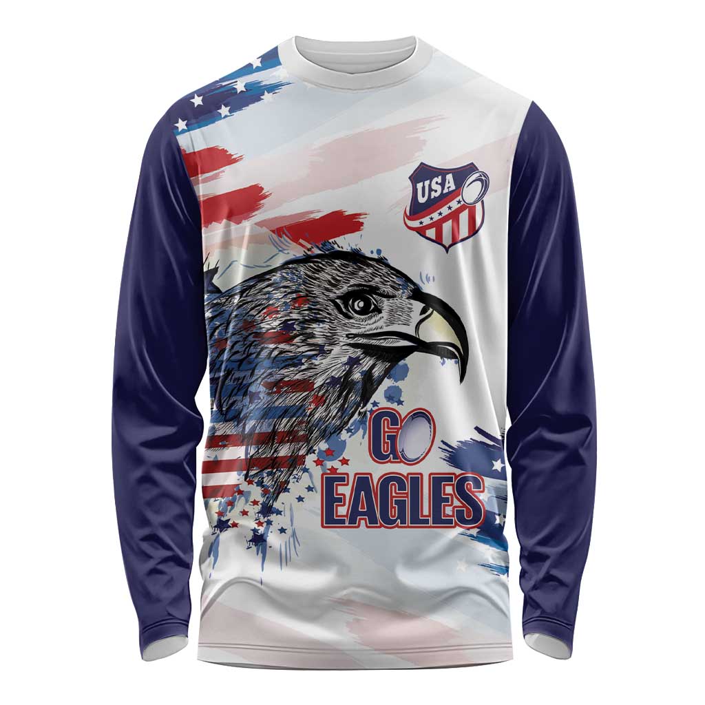 USA 2026 Rugby Custom Long Sleeve Shirt Go Eagle Brushes Style