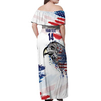 USA 2026 Rugby Custom Off Shoulder Maxi Dress Go Eagle Brushes Style
