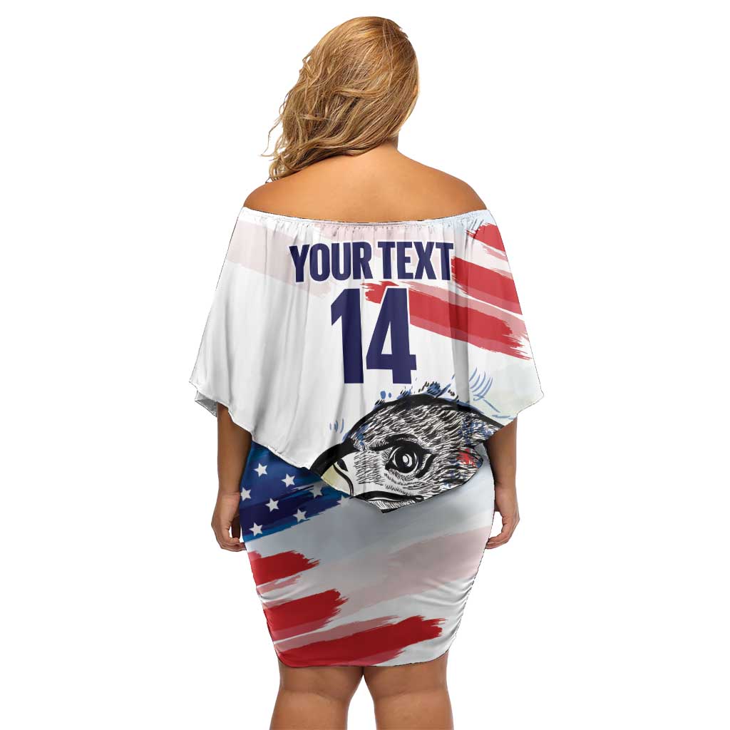 USA 2026 Rugby Custom Off Shoulder Short Dress Go Eagle Brushes Style