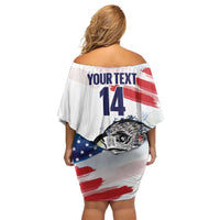 USA 2026 Rugby Custom Off Shoulder Short Dress Go Eagle Brushes Style