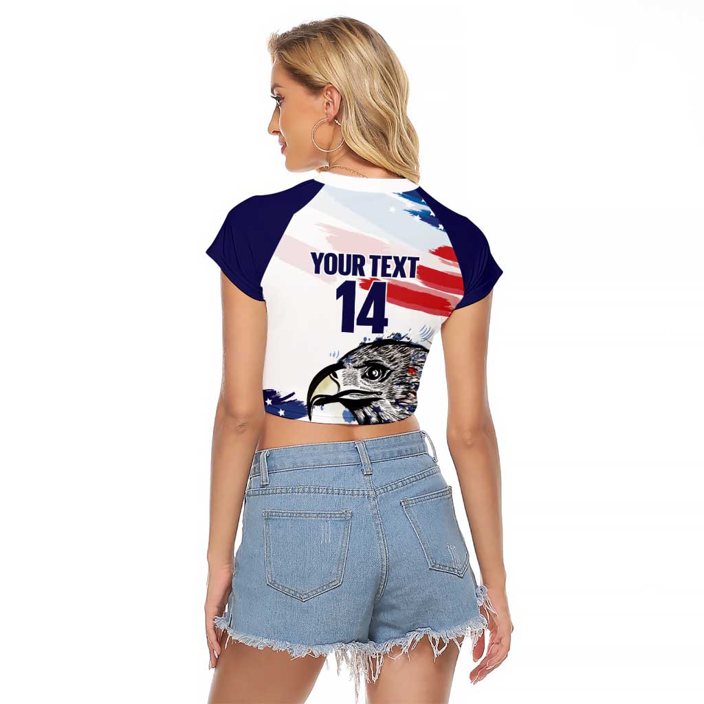 USA 2026 Rugby Custom Raglan Cropped T Shirt Go Eagle Brushes Style