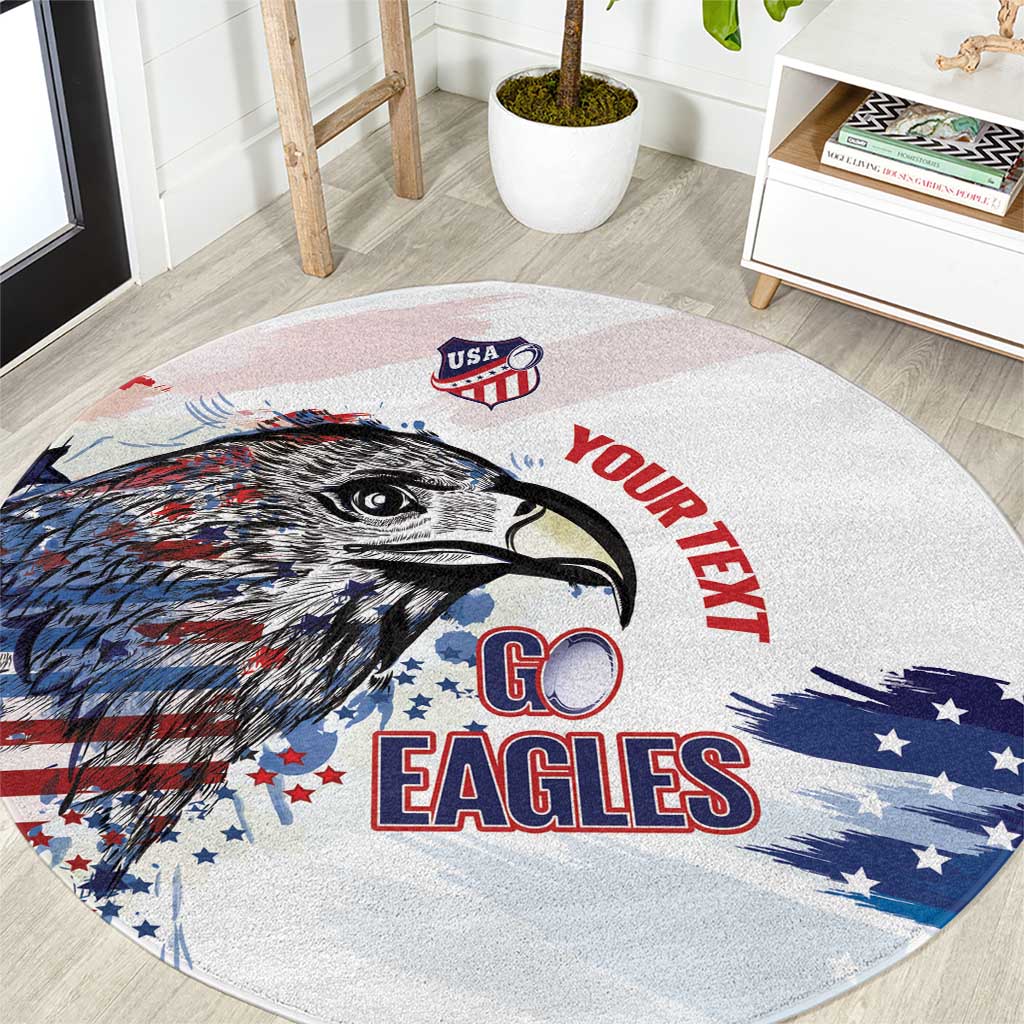 USA 2026 Rugby Custom Round Carpet Go Eagle Brushes Style
