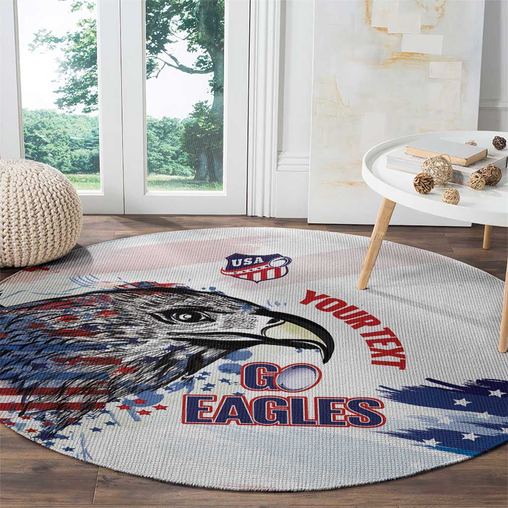 USA 2026 Rugby Custom Round Carpet Go Eagle Brushes Style
