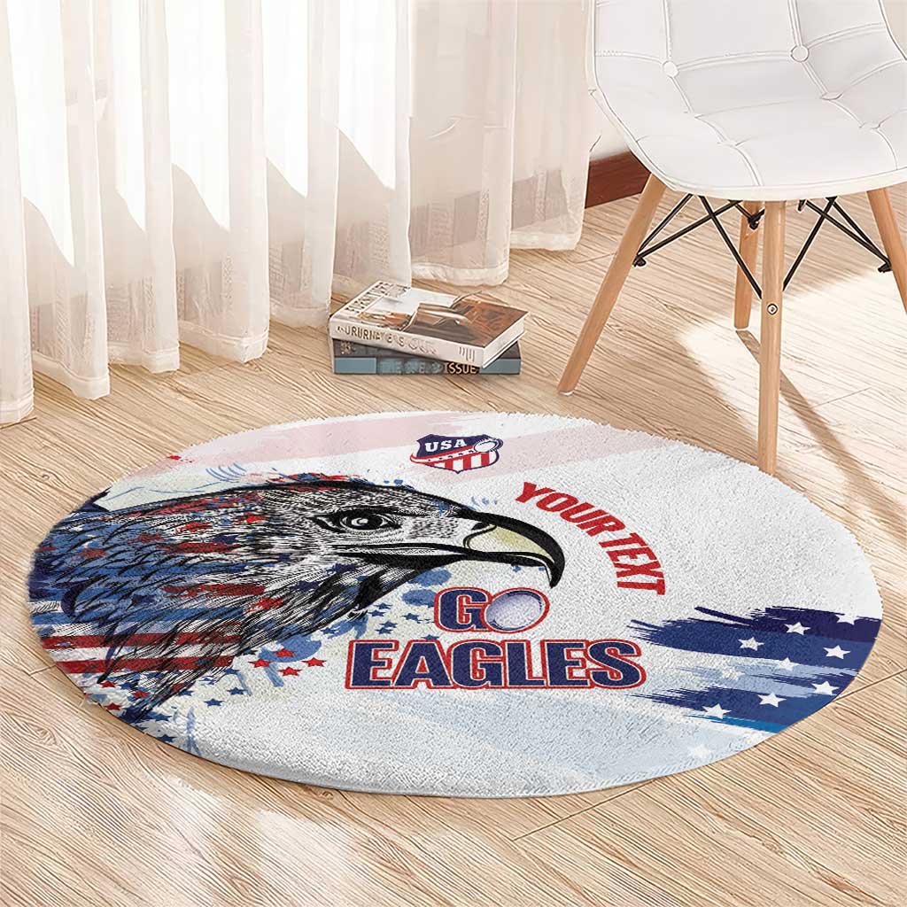 USA 2026 Rugby Custom Round Carpet Go Eagle Brushes Style