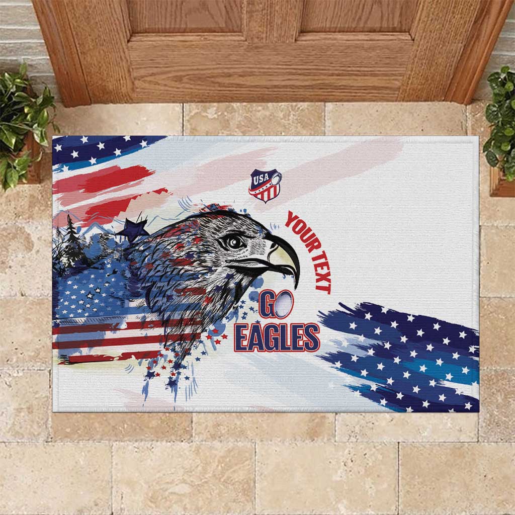 USA 2026 Rugby Custom Rubber Doormat Go Eagle Brushes Style