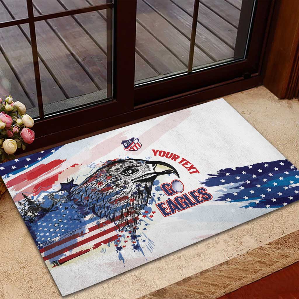 USA 2026 Rugby Custom Rubber Doormat Go Eagle Brushes Style