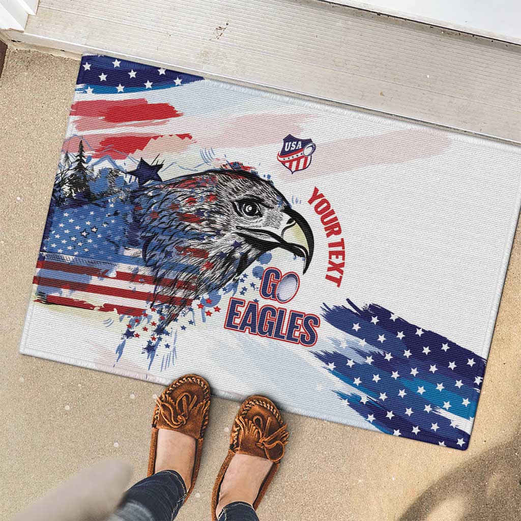 USA 2026 Rugby Custom Rubber Doormat Go Eagle Brushes Style
