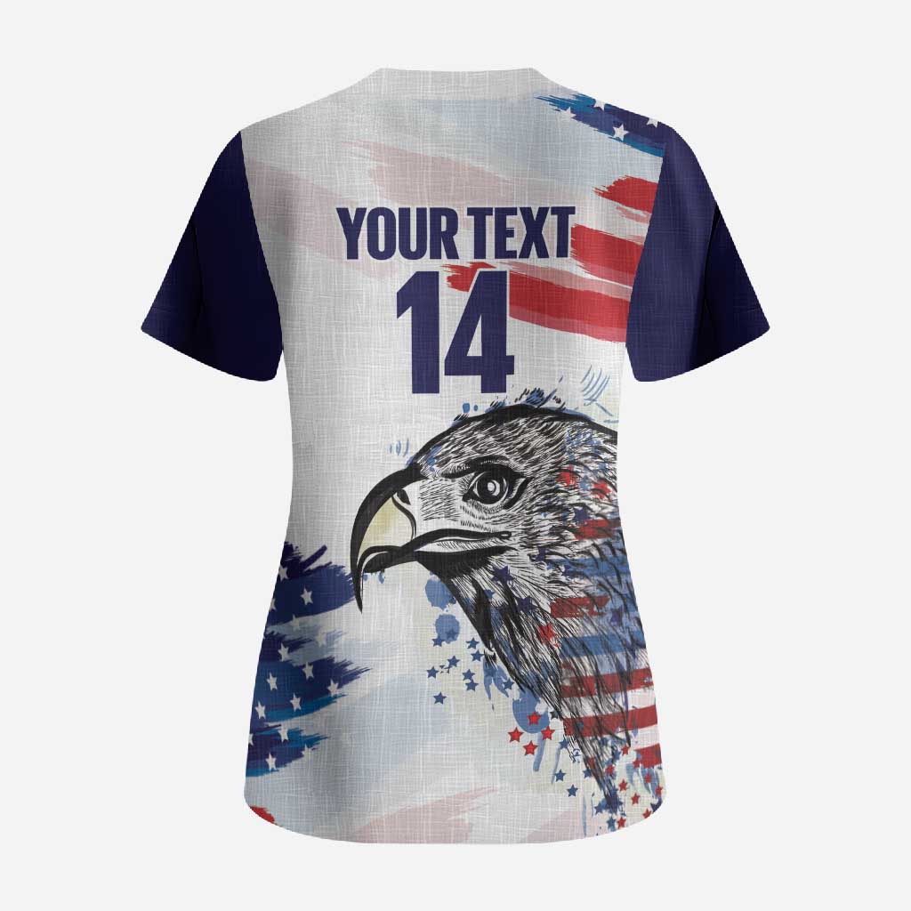 USA 2026 Rugby Custom Scrub Top Go Eagle Brushes Style