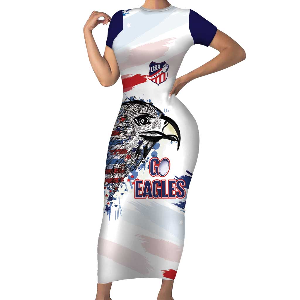 USA 2026 Rugby Custom Short Sleeve Bodycon Dress Go Eagle Brushes Style